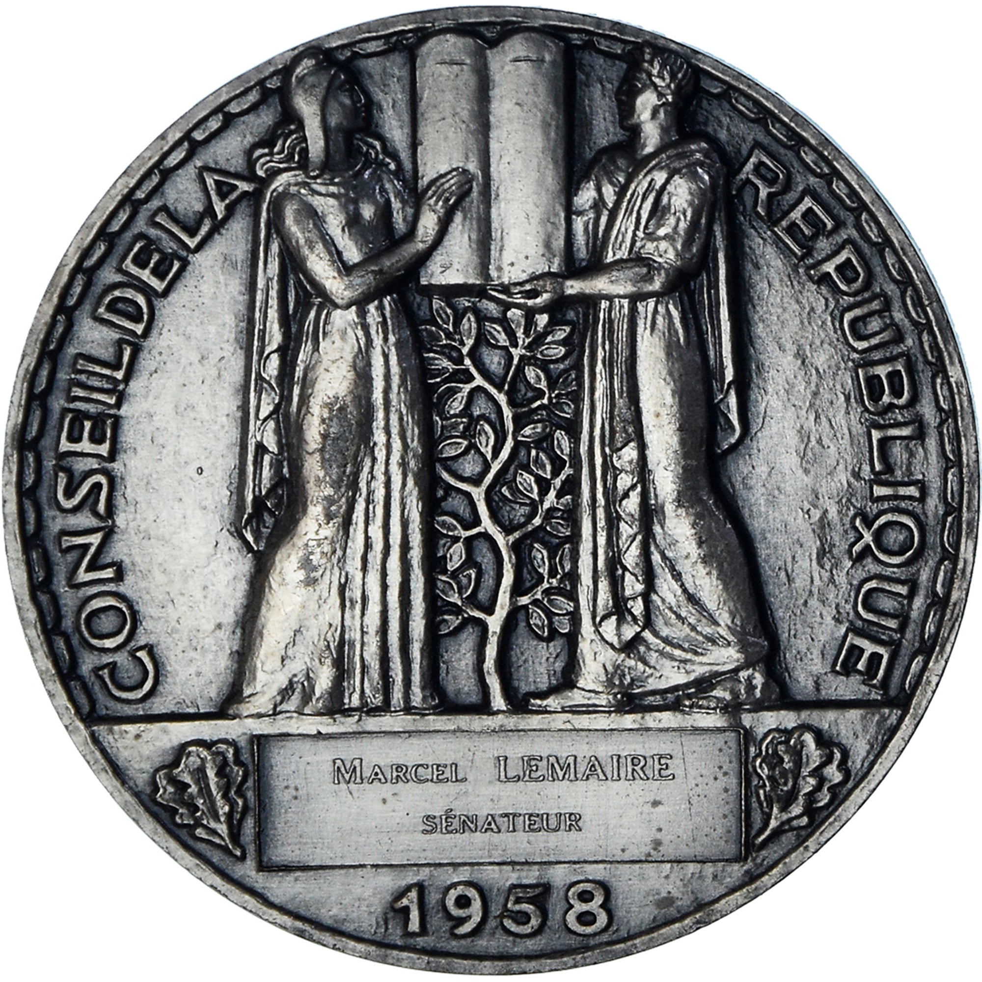 France, Medal, Conseil de la république - Sénat, 1958, Silver, Muller