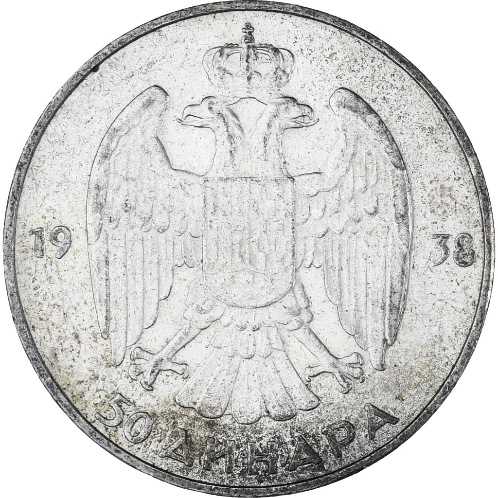 Moneta, Iugoslavia, Petar II, 50 Dinara, 1938, SPL-, Argento, KM:24