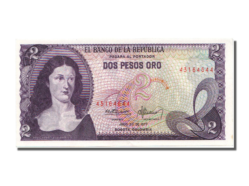Banknote, Colombia, 2 Pesos Oro, 1977, 1977-07-20, UNC(65-70)
