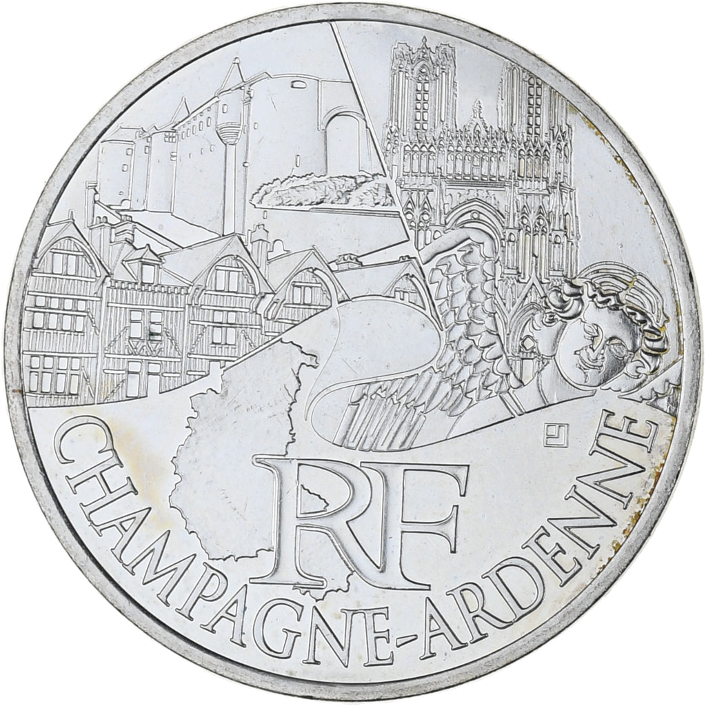 Francia, 10 Euro, Euros des régions, 2011, Paris, Champagne-Ardenne, SC, Plata