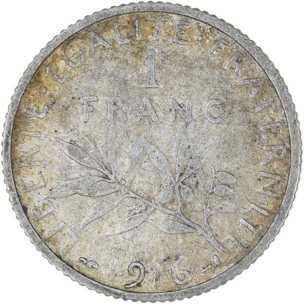 Monnaie, France, Semeuse, Franc, 1916, Paris, TB+, Argent, Gadoury:467, KM:844.1