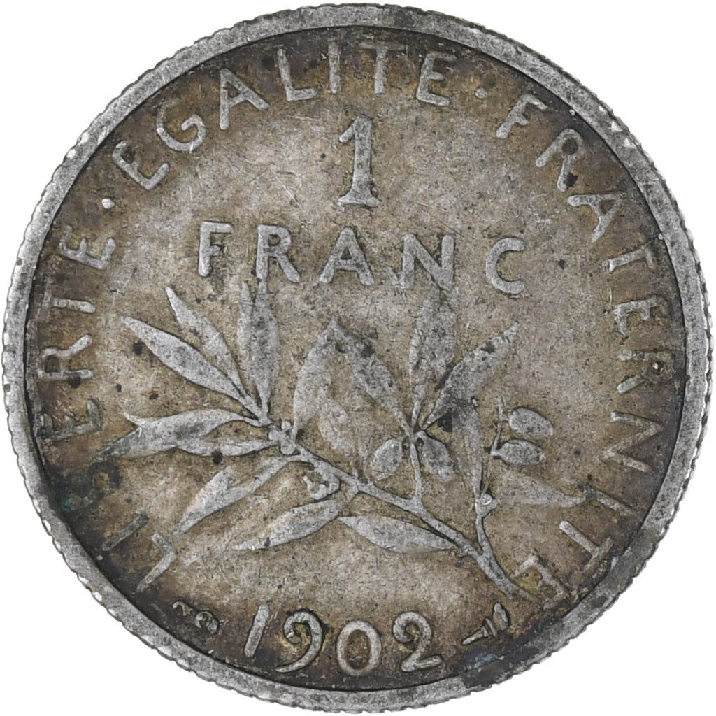 Coin, France, Semeuse, Franc, 1902, Paris, EF(40-45), Silver, KM:844.1