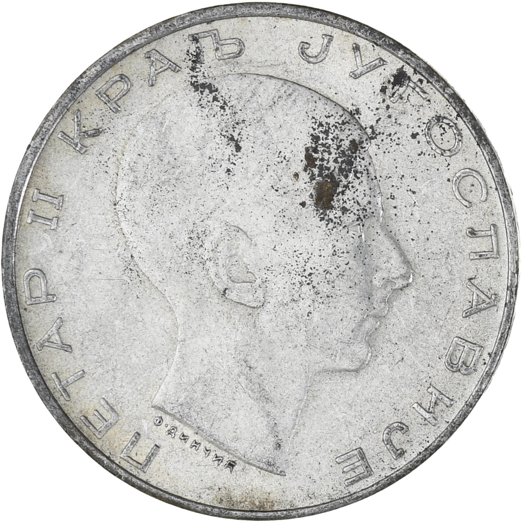 Moeda, Jugoslávia, Petar II, 50 Dinara, 1938, EF(40-45), Prata, KM:24