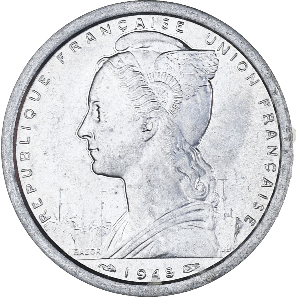 Coin, SAINT PIERRE & MIQUELON, 2 Francs, 1948, Paris, AU(55-58), Aluminum, KM:2