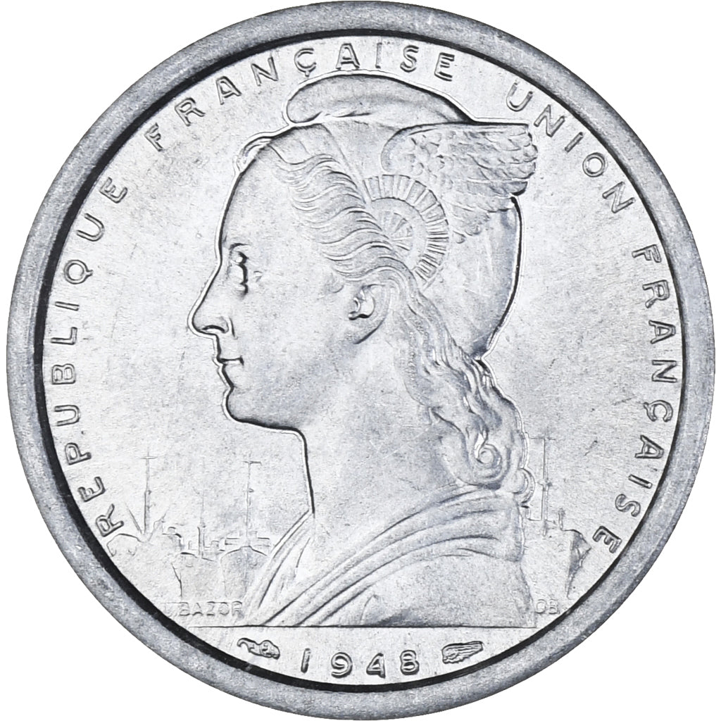 Coin, SAINT PIERRE & MIQUELON, 2 Francs, 1948, Paris, AU(55-58), Aluminum, KM:2