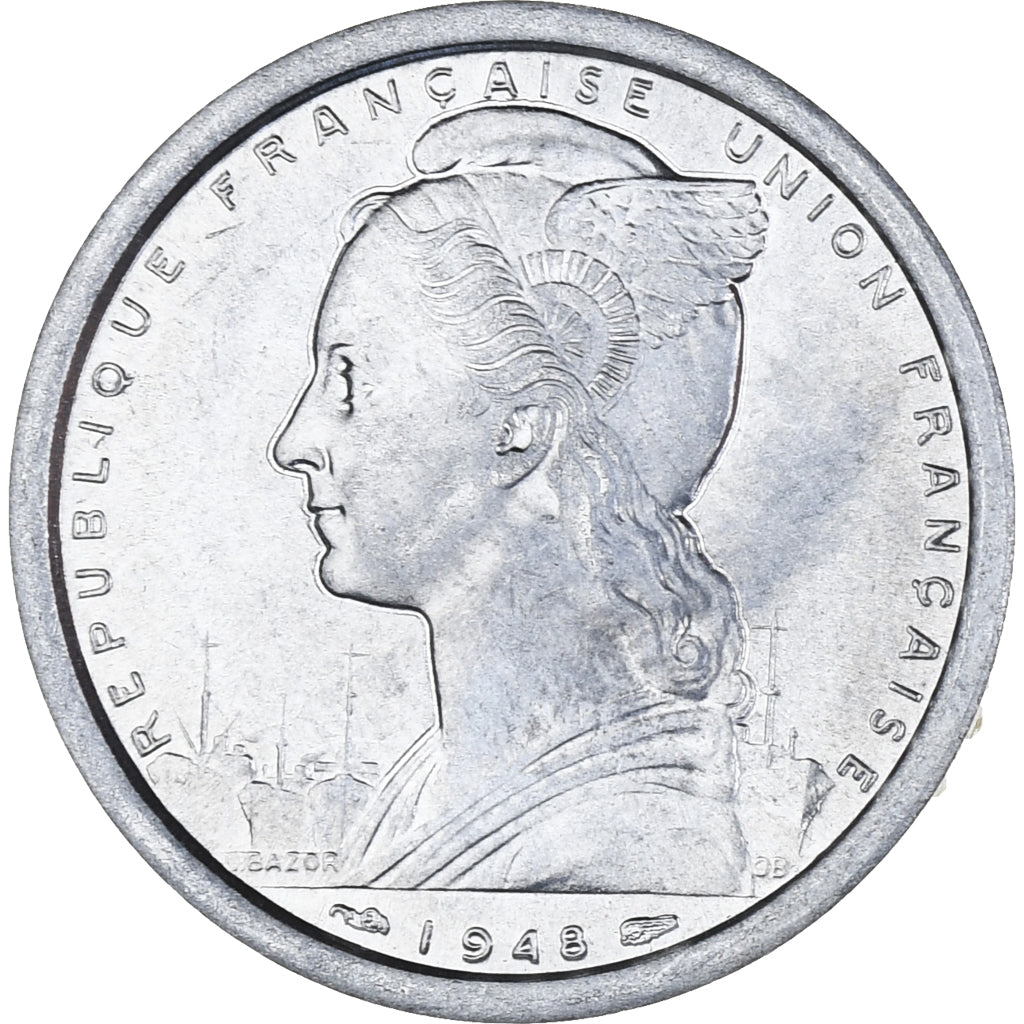 Coin, SAINT PIERRE & MIQUELON, 2 Francs, 1948, Paris, AU(55-58), Aluminum, KM:2