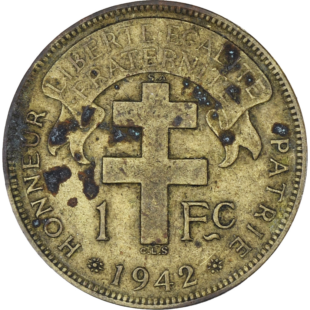 Moeda, França, Franc, 1942, EF(40-45), laiton