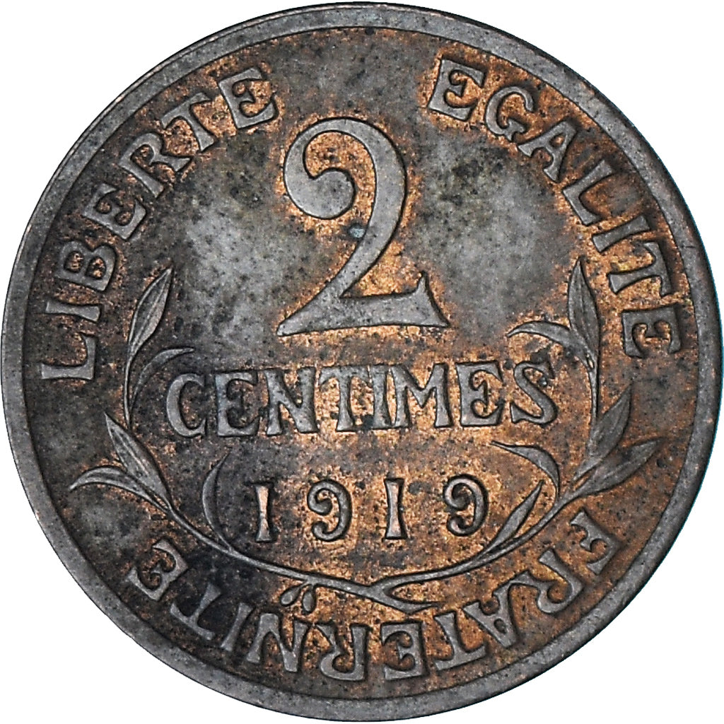 Moneda, Francia, Dupuis, 2 Centimes, 1919, Paris, MBC, Bronce, KM:841