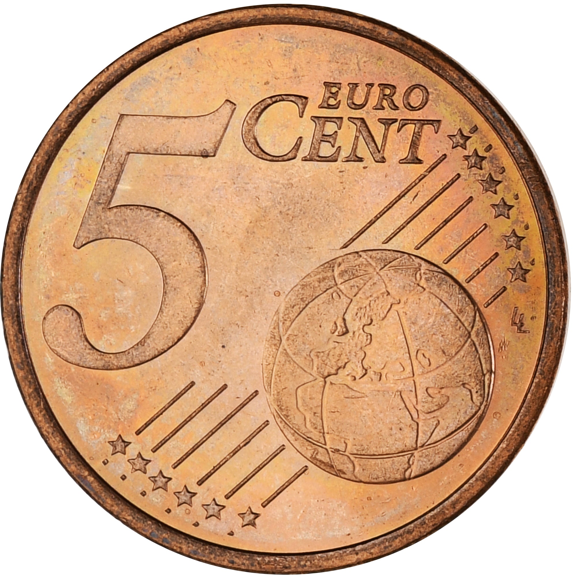 Monaco, Rainier III, 5 Euro Cent, 2001, Paris, SPL, Acciaio placcato rame