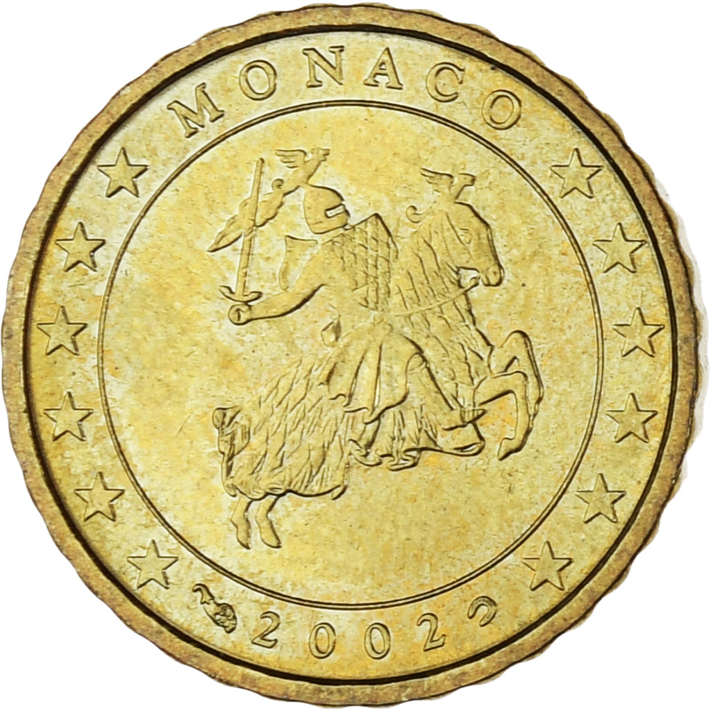 Monaco, Rainier III, 10 Euro Cent, 2002, Paris, UNZ, Messing, Gadoury:MC175