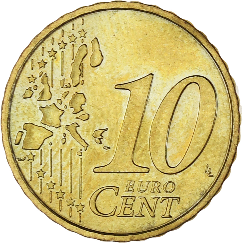 Monaco, Rainier III, 10 Euro Cent, 2002, Paris, UNZ, Messing, Gadoury:MC175