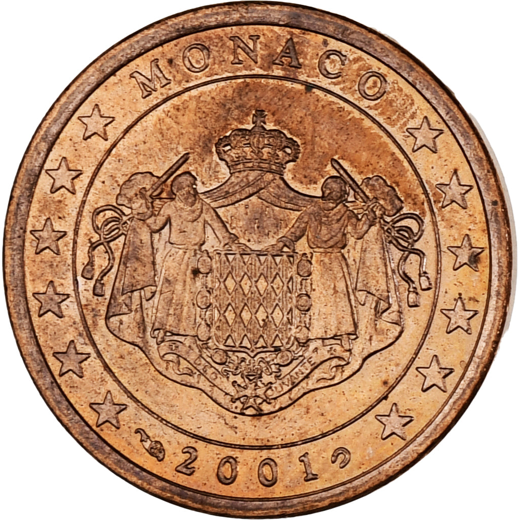 Monaco, Rainier III, 5 Euro Cent, 2001, Paris, MS(63), Copper Plated Steel