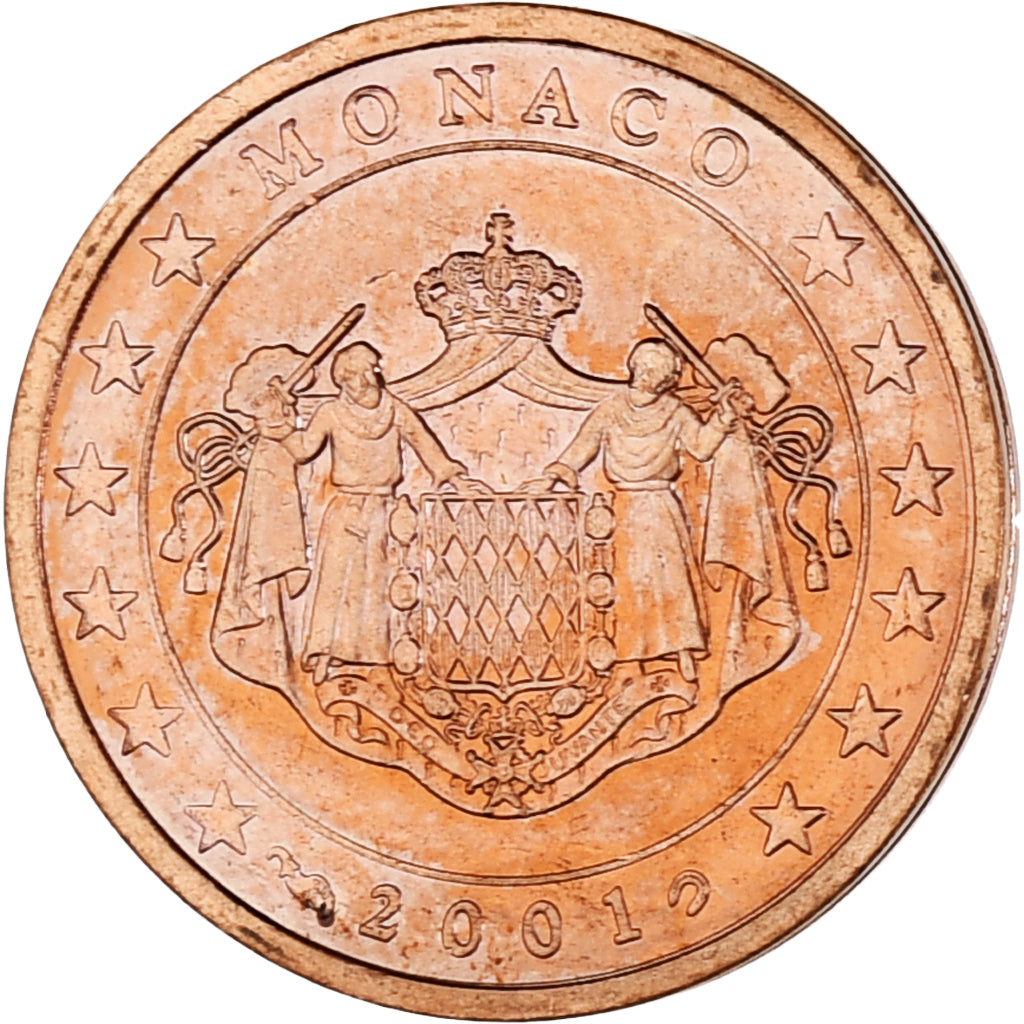 Monaco, Rainier III, 2 Euro Cent, 2001, Paris, MS(63), Miedź platerowana