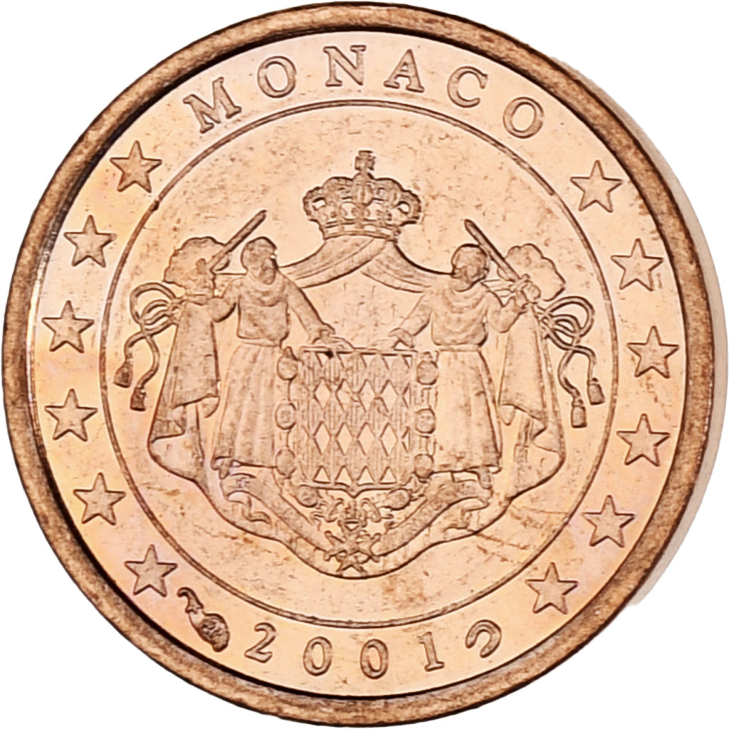 Monaco, Rainier III, Euro Cent, 2001, Paris, MS(63), Copper Plated Steel