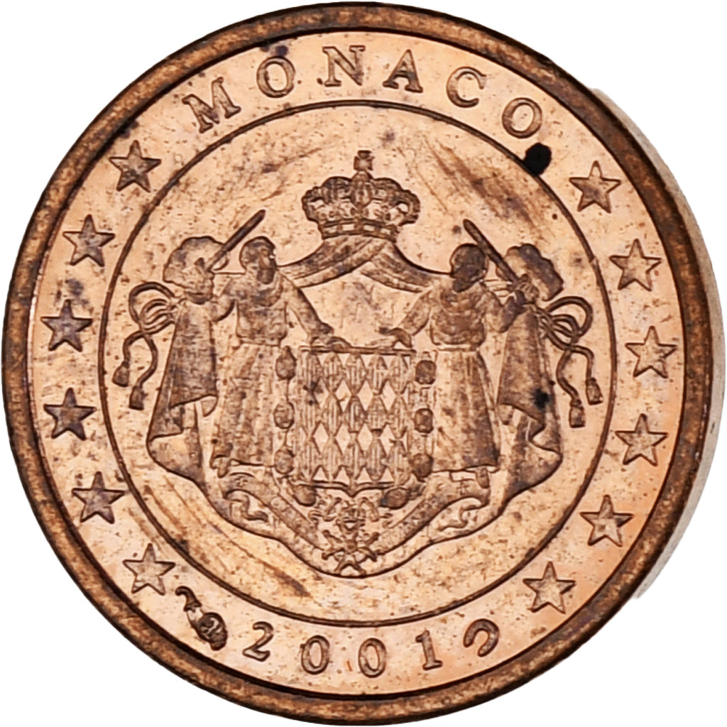 Monaco, Rainier III, Euro Cent, 2001, Paris, MS(63), Miedź platerowana stalą