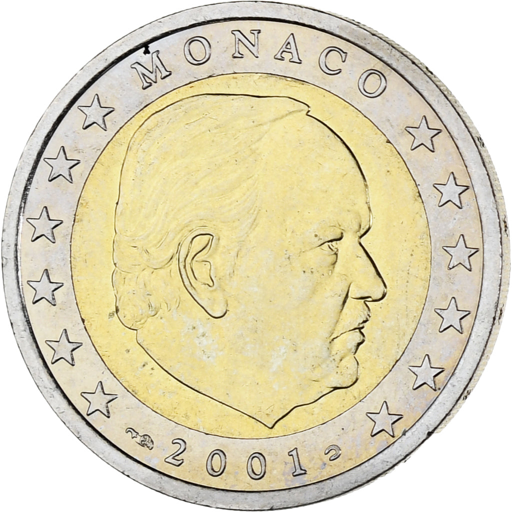 Monaco, Rainier III, 2 Euro, 2001, Paris, AU(55-58), Bi-Metallic, Gadoury:MC179