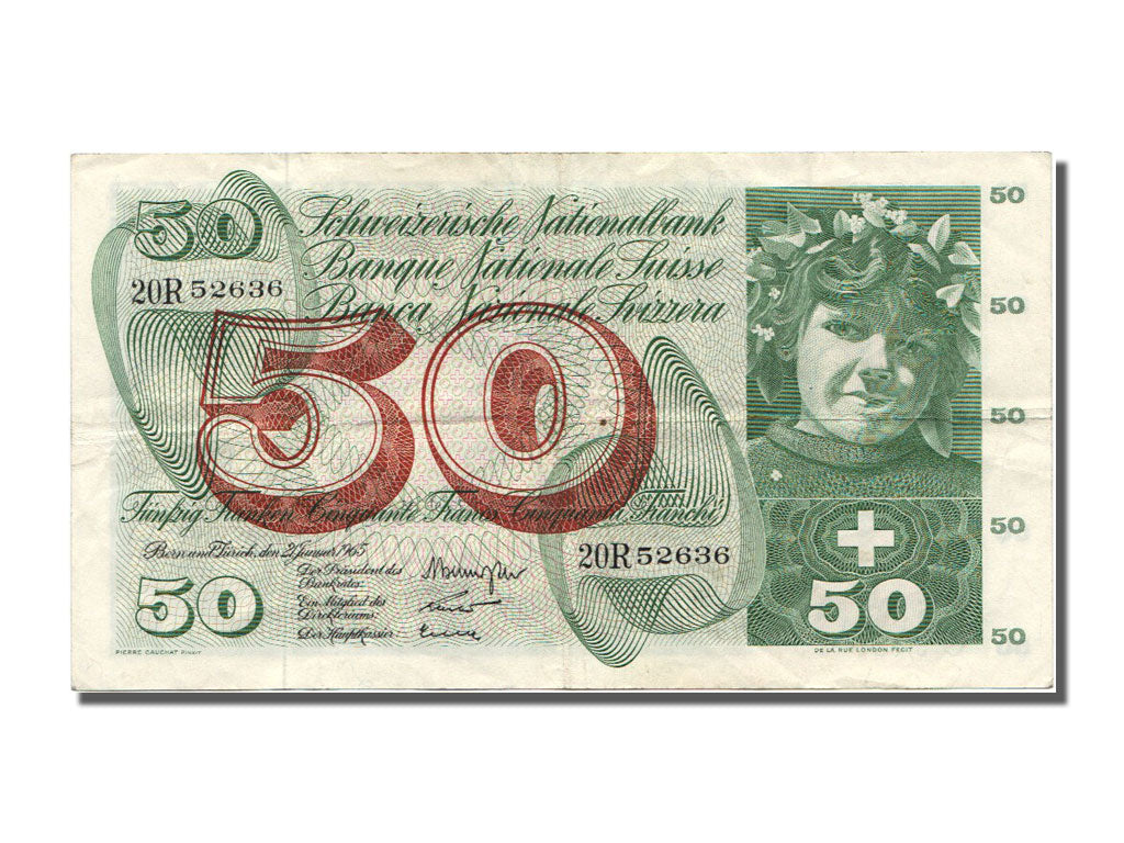 Geldschein, Schweiz, 50 Franken, 1965, 1965-01-21, VZ