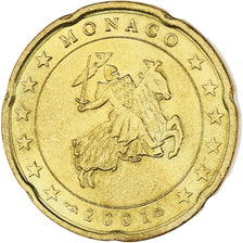 Monaco, Rainier III, 20 Euro Cent, 2001, Paris, VZ, Messing, Gadoury:MC176