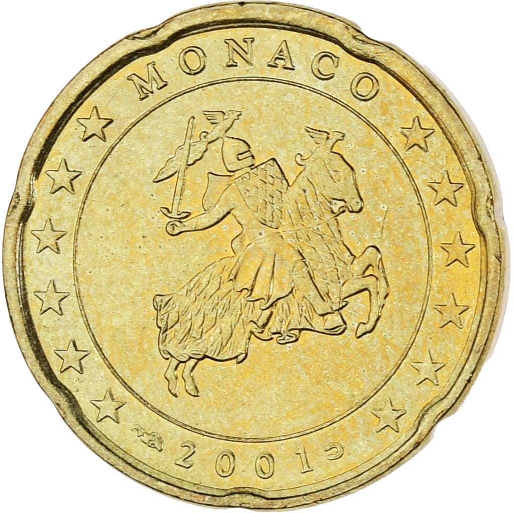 Monaco, Rainier III, 20 Euro Cent, 2001, Paris, SPL-, Ottone, Gadoury:MC176