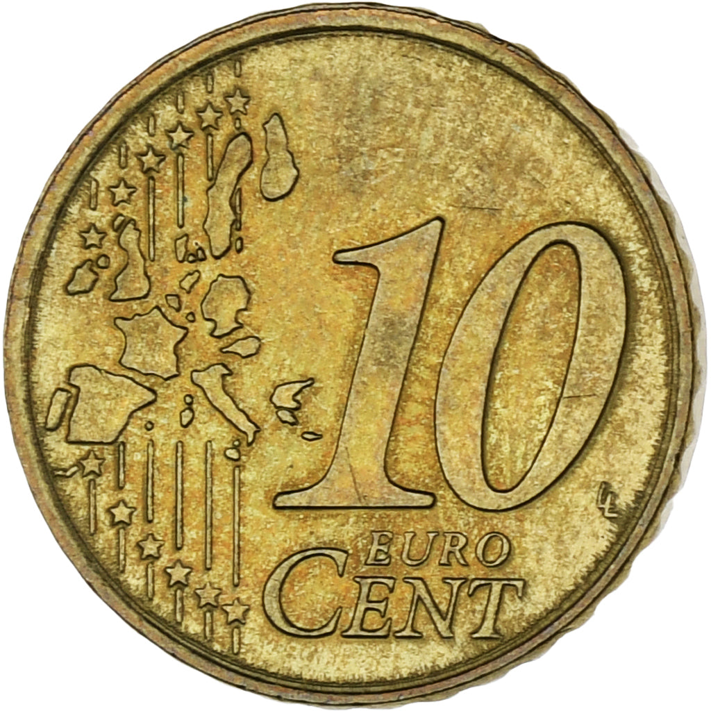 Monaco, Rainier III, 10 Euro Cent, 2001, Paris, AU(55-58), Mosiądz