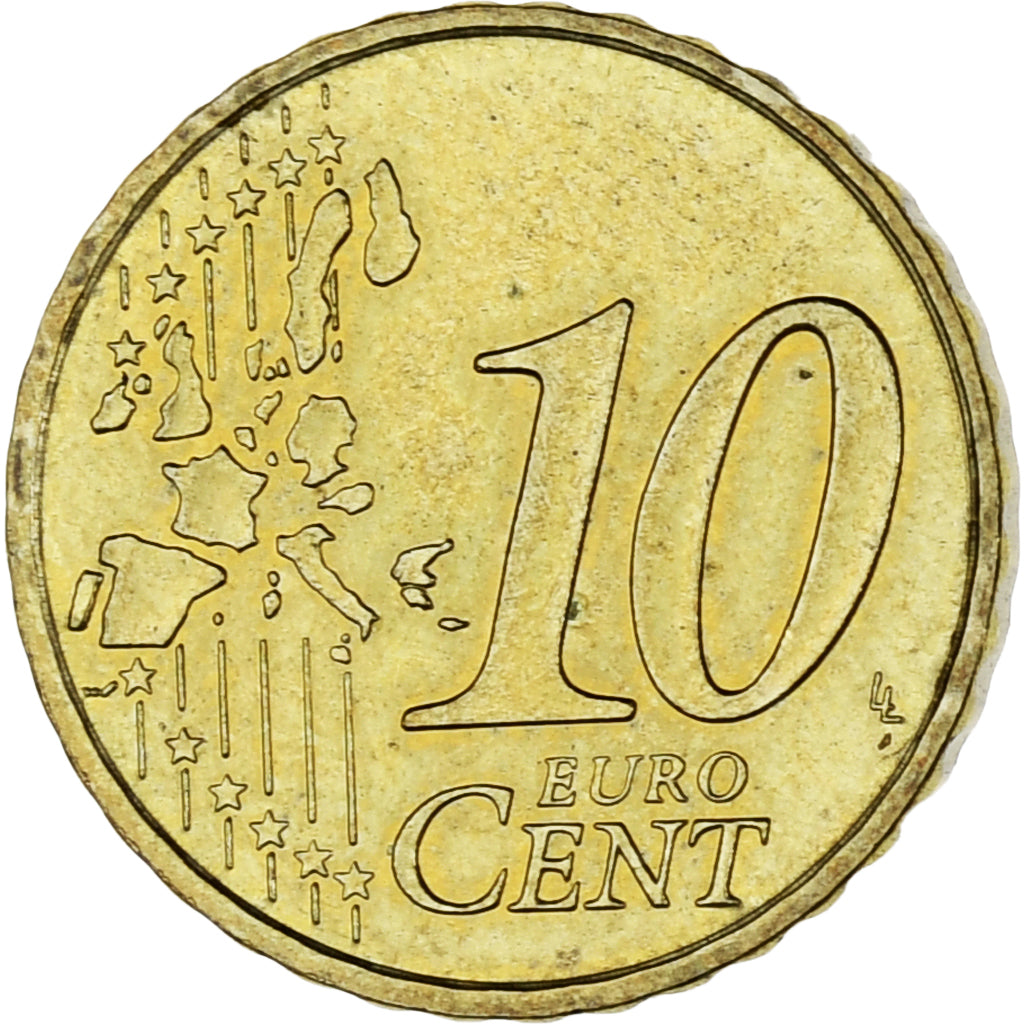 Monaco, Rainier III, 10 Euro Cent, 2002, Paris, MS(63), Mosiądz, Gadoury:MC175