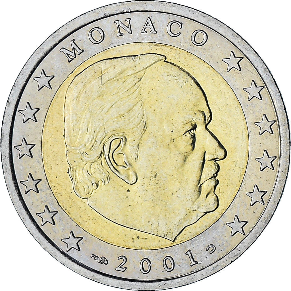 Monaco, Rainier III, 2 Euro, 2001, Paris, AU(55-58), Bi-Metallic, Gadoury:MC179