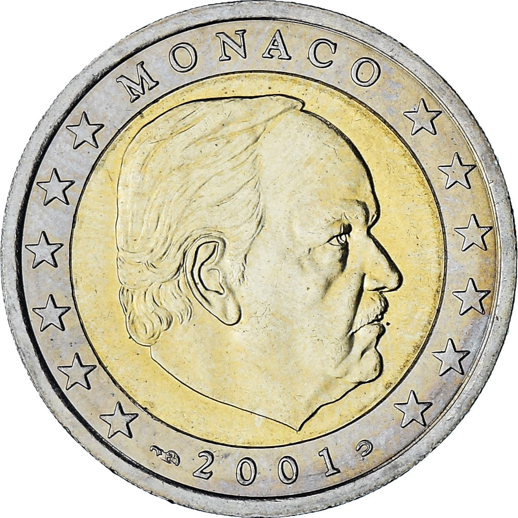 Monaco, Rainier III, 2 Euro, 2001, Paris, AU(55-58), Bi-Metallic, Gadoury:MC179