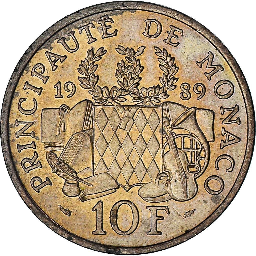 Monaco, Rainier III, 10 Francs, 1989, UNC-, Nickel-Aluminum-Bronze, KM:162