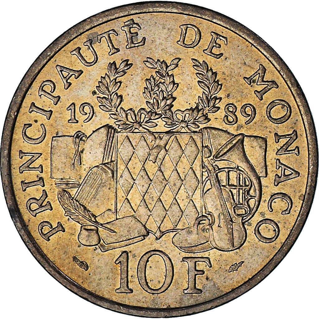 Mónaco, Rainier III, 10 Francs, 1989, SC, Níquel - aluminio - bronce, KM:162