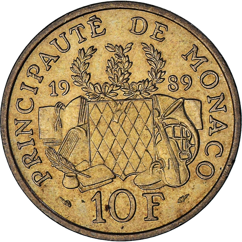 Monaco, Rainier III, 10 Francs, 1989, MS(63), Nickel-Aluminum-Bronze, KM:162