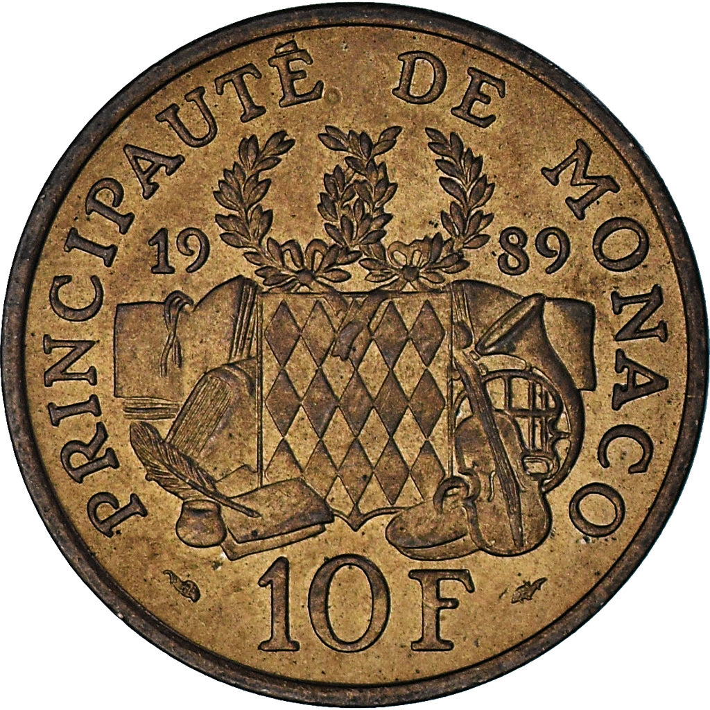 Monaco, Rainier III, 10 Francs, 1989, TTB, Nickel-Aluminum-Bronze, Gadoury:MC
