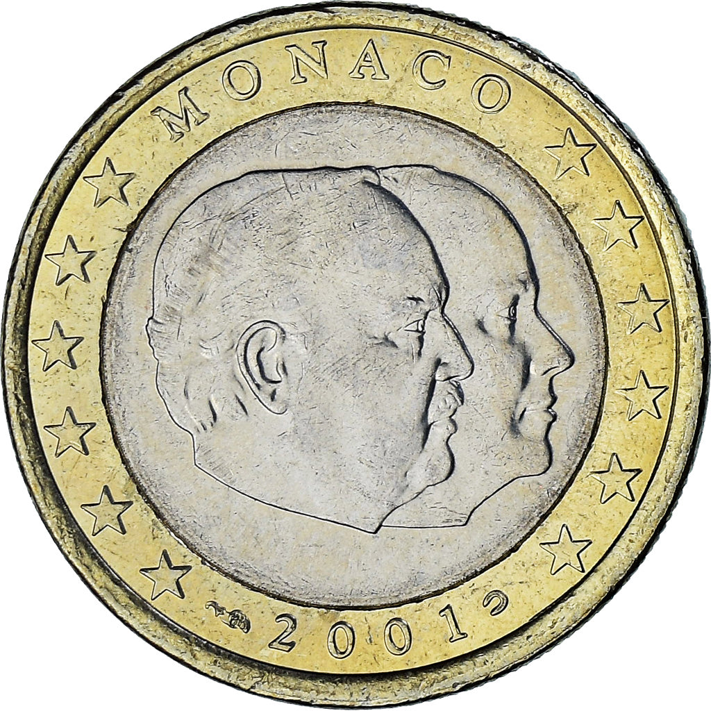 Monaco, Rainier III, Euro, 2001, Paris, SS+, Bi-Metallic, Gadoury:MC178, KM:173