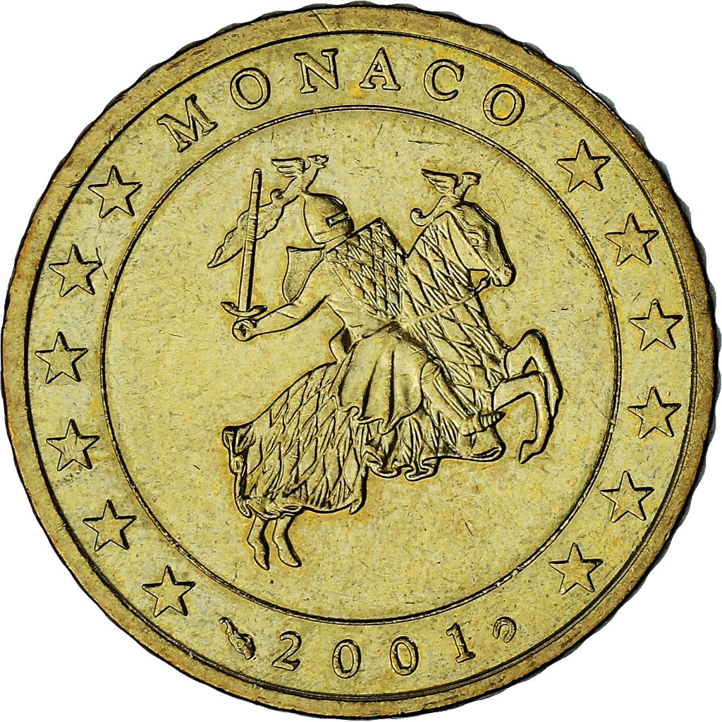 Monaco, Rainier III, 50 Euro Cent, 2001, Paris, AU(55-58), Brass, Gadoury:MC177