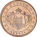 Monaco, Rainier III, 5 Euro Cent, 2001, Paris, SPL, Acciaio placcato rame