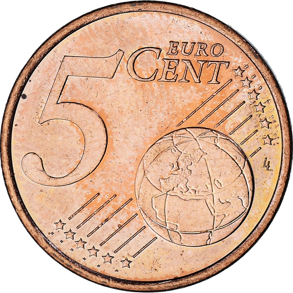 Monaco, Rainier III, 5 Euro Cent, 2001, Paris, SPL, Acciaio placcato rame