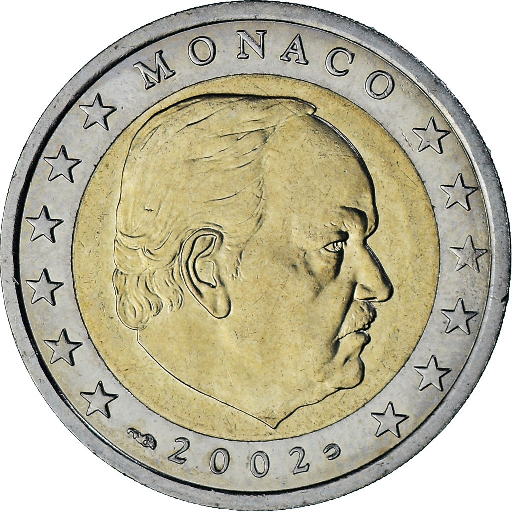 Monaco, Rainier III, 2 Euro, 2002, Paris, AU(55-58), Bimetaliczny