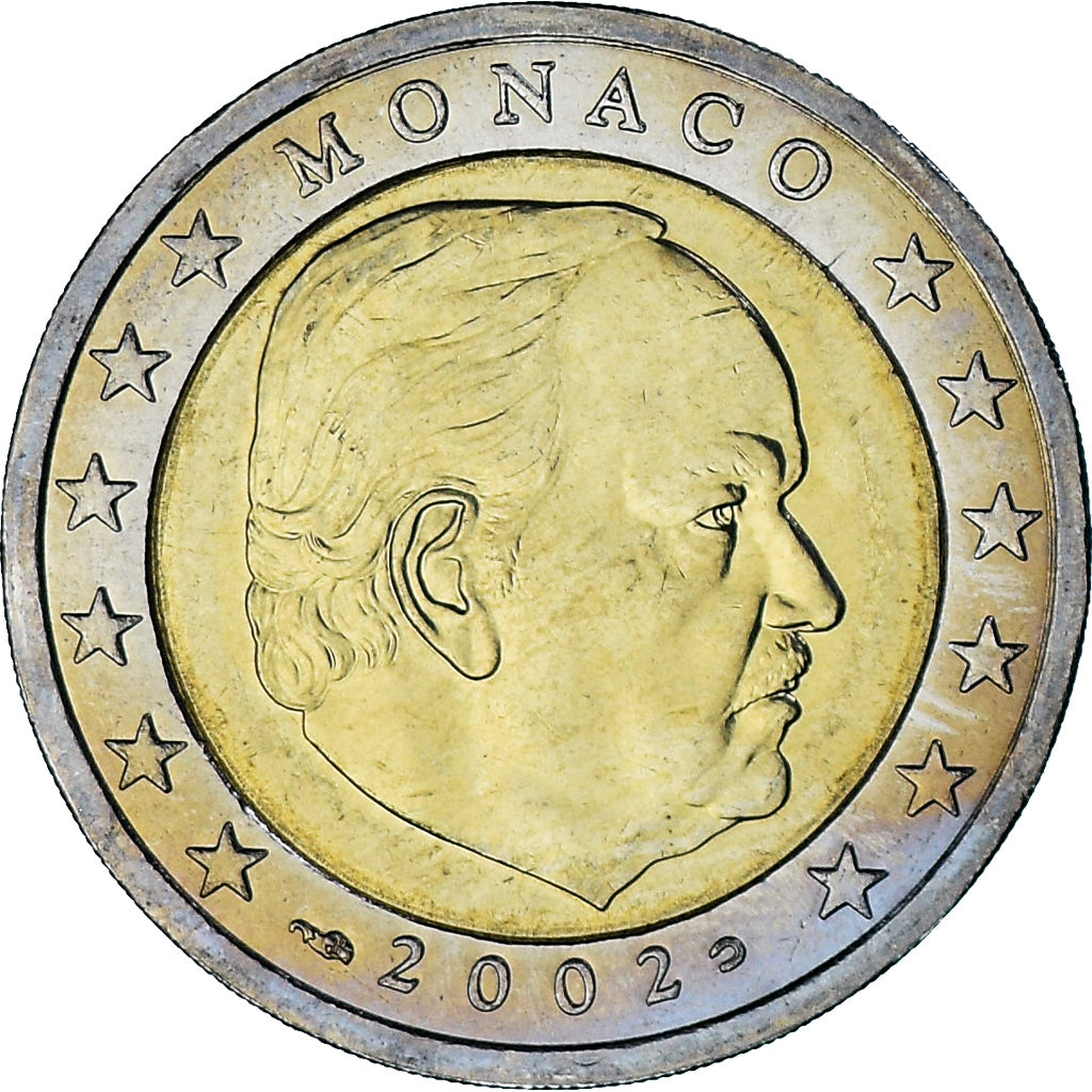 Mónaco, Rainier III, 2 Euro, 2002, Paris, AU(55-58), Bimetálico