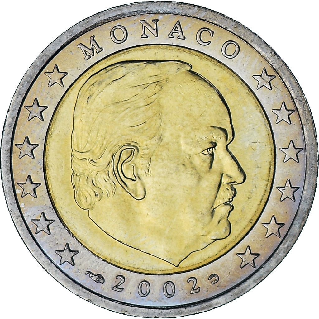 Monaco, Rainier III, 2 Euro, 2002, Paris, AU(55-58), Bimetaliczny