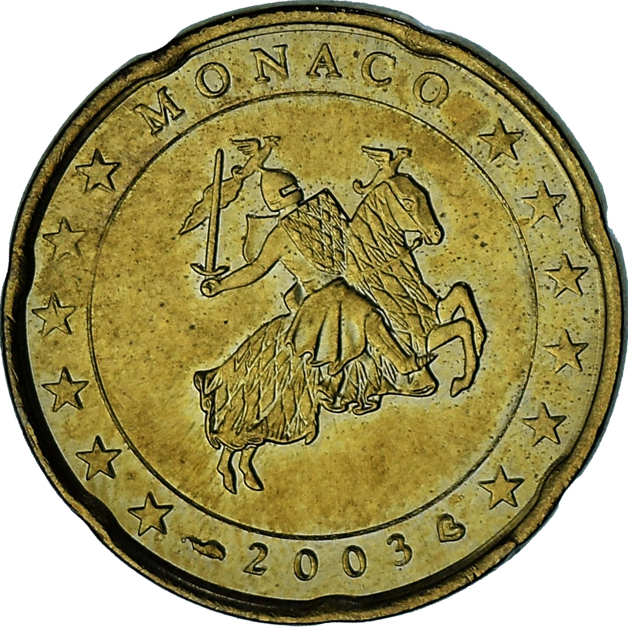 Mónaco, Rainier III, 20 Euro Cent, 2003, Paris, EBC, Latón, Gadoury:MC176