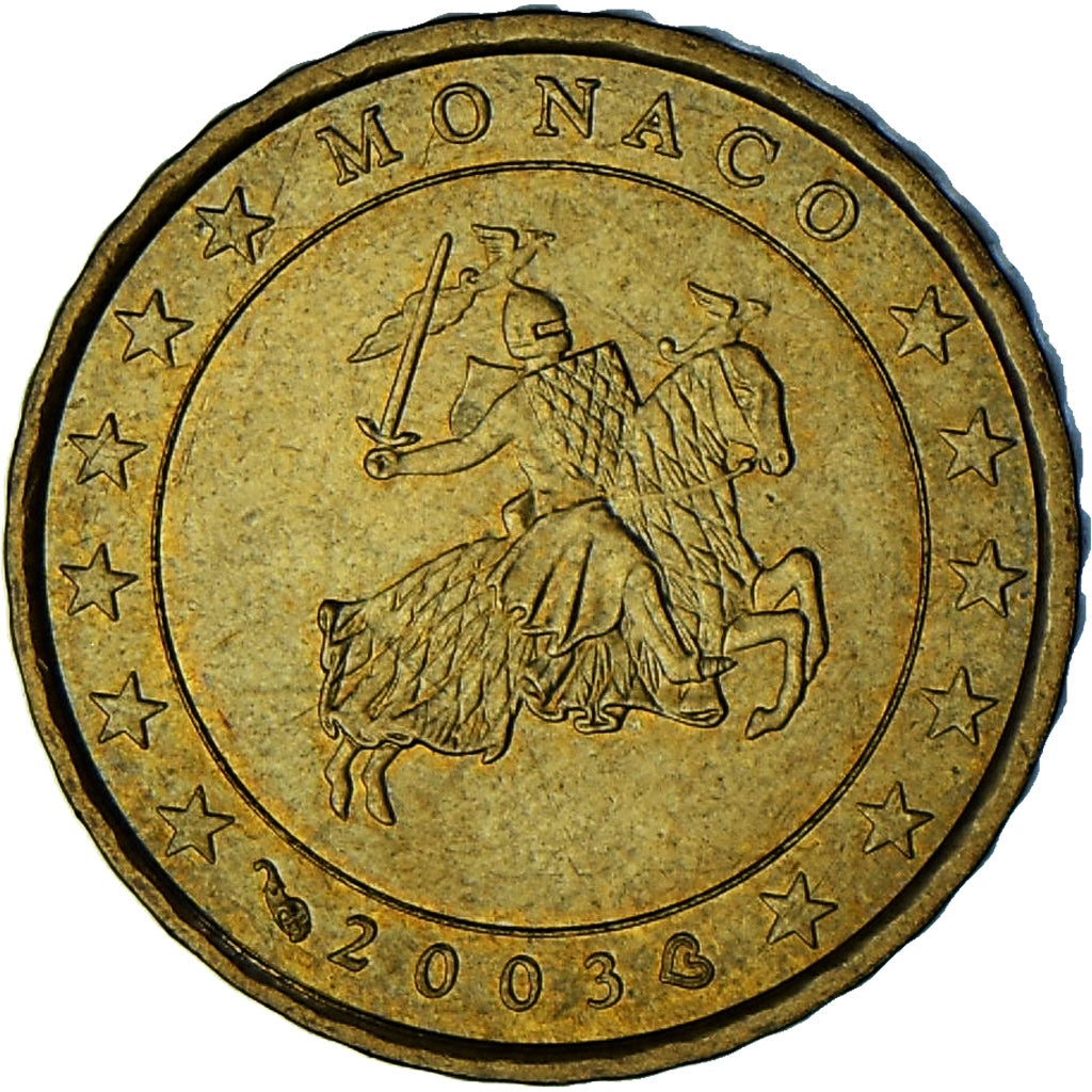 Monaco, Rainier III, 10 Euro Cent, 2003, Paris, AU(55-58), Mosiądz