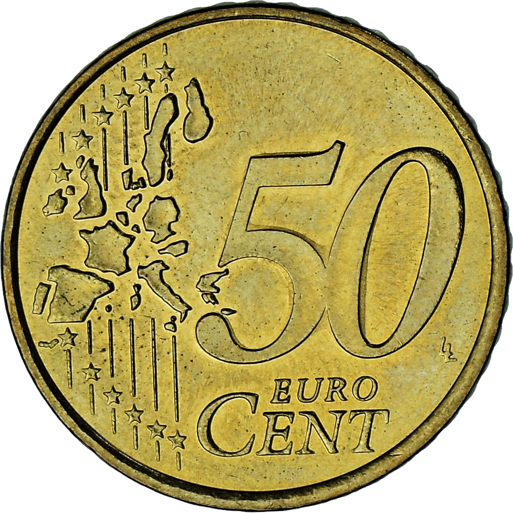 Mónaco, Rainier III, 50 Euro Cent, 2002, Paris, AU(55-58), Latão