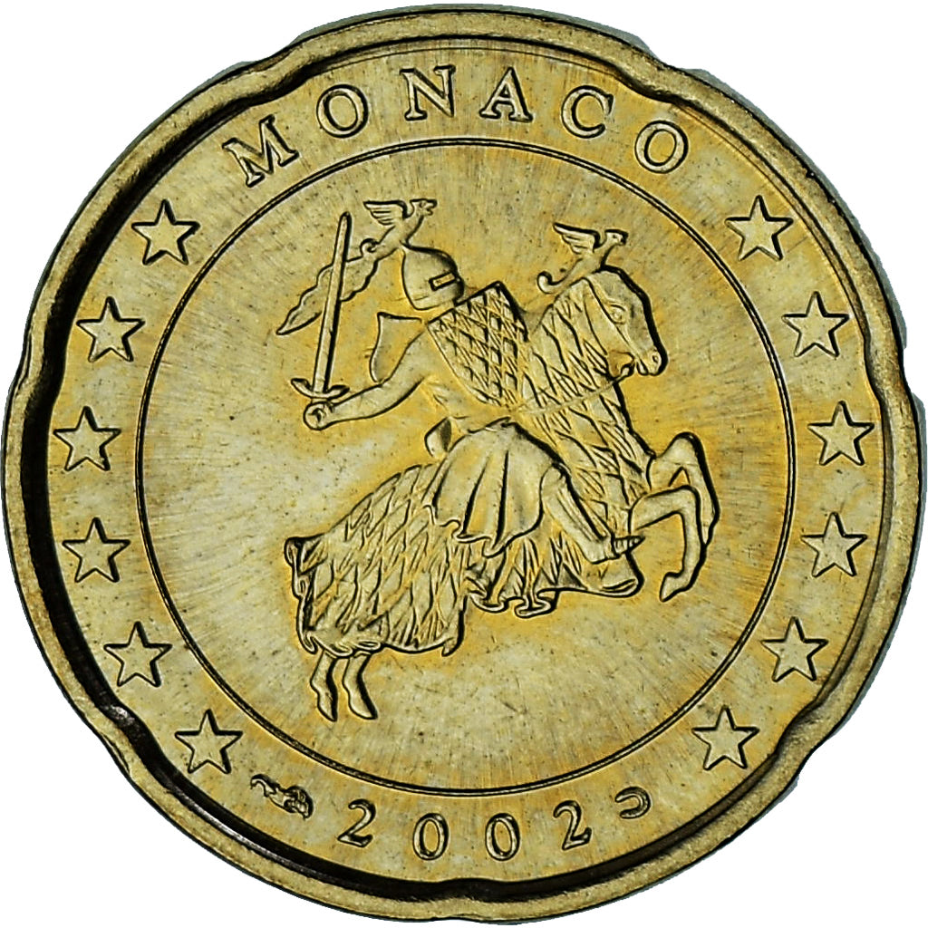 Mónaco, Rainier III, 20 Euro Cent, 2002, Paris, AU(55-58), Latão