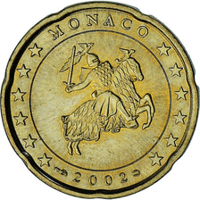 Mónaco, Rainier III, 20 Euro Cent, 2002, Paris, AU(55-58), Latão