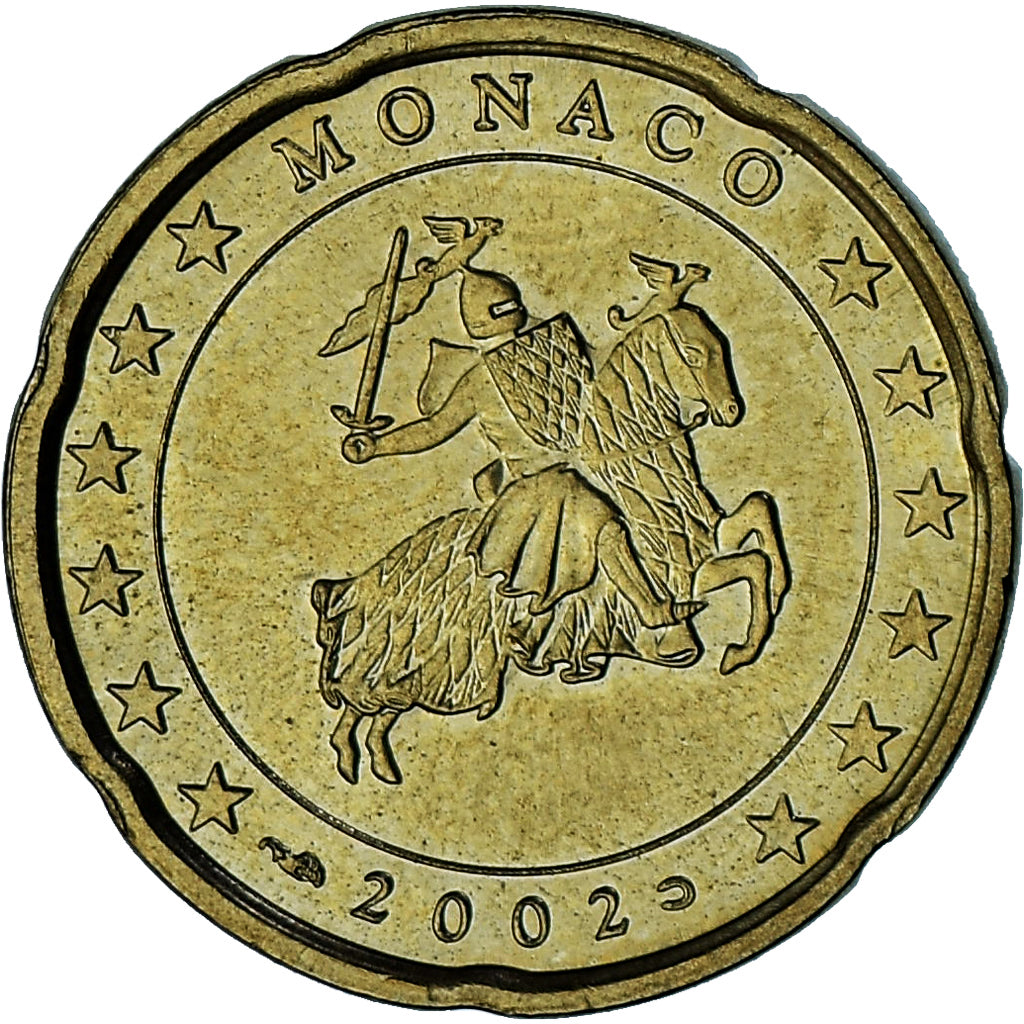 Monaco, Rainier III, 20 Euro Cent, 2002, Paris, AU(55-58), Brass, Gadoury:MC176