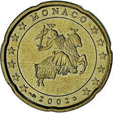 Monaco, Rainier III, 20 Euro Cent, 2002, Paris, AU(55-58), Brass, Gadoury:MC176
