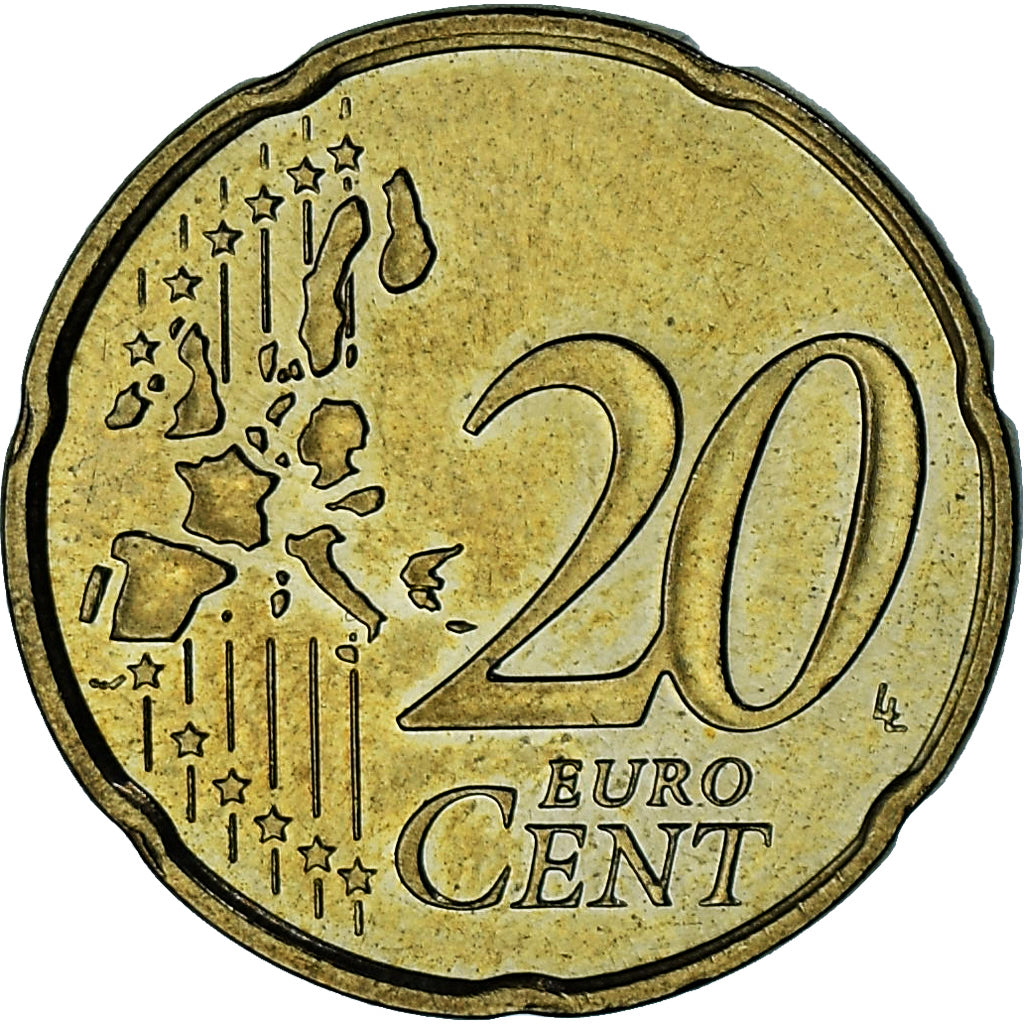 Monaco, Rainier III, 20 Euro Cent, 2002, Paris, AU(55-58), Brass, Gadoury:MC176