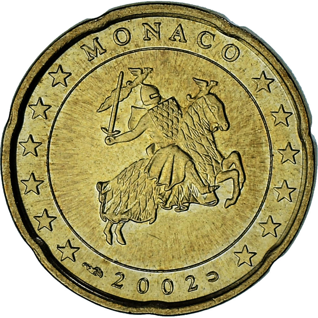 Monaco, Rainier III, 20 Euro Cent, 2002, Paris, AU(55-58), Brass, Gadoury:MC176