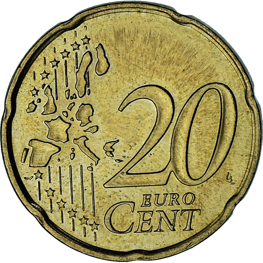 Monaco, Rainier III, 20 Euro Cent, 2002, Paris, AU(55-58), Brass, Gadoury:MC176