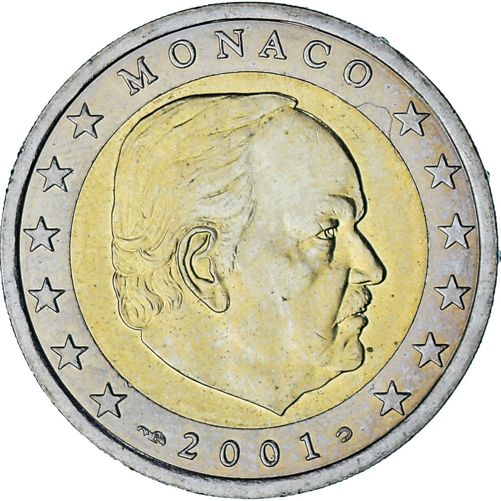 Monaco, Rainier III, 2 Euro, 2001, Paris, AU(55-58), Bi-Metallic, Gadoury:MC179