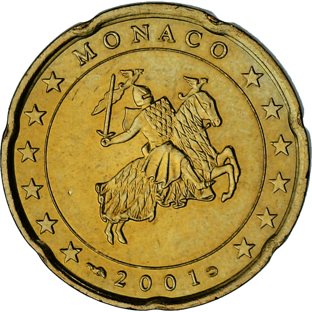 Monaco, Rainier III, 20 Euro Cent, 2001, Paris, SUP, Laiton, Gadoury:MC176